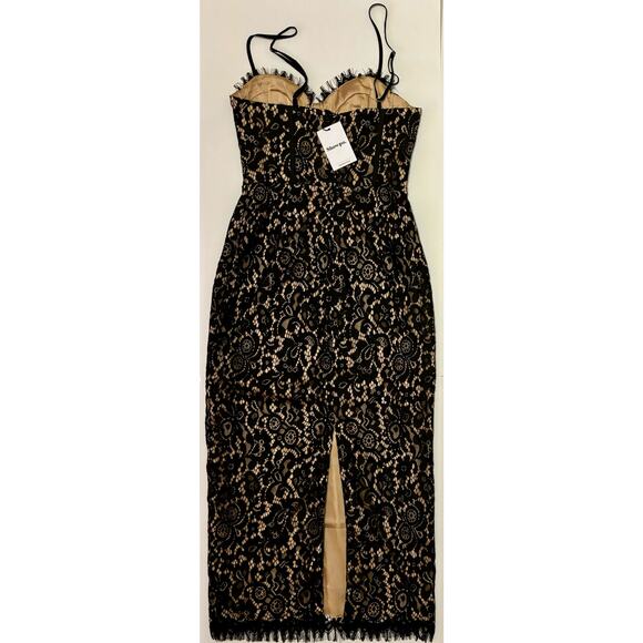 NWT Showpo Makenzie Midi Dress Strappy Corset Lace Slip Dress in Black Size 2 XS - Picture 8 of 9